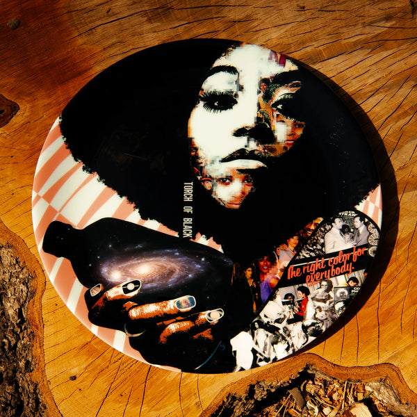 Bone China Decorative Wall Plate Afrofutruristic Torch of Black 8"