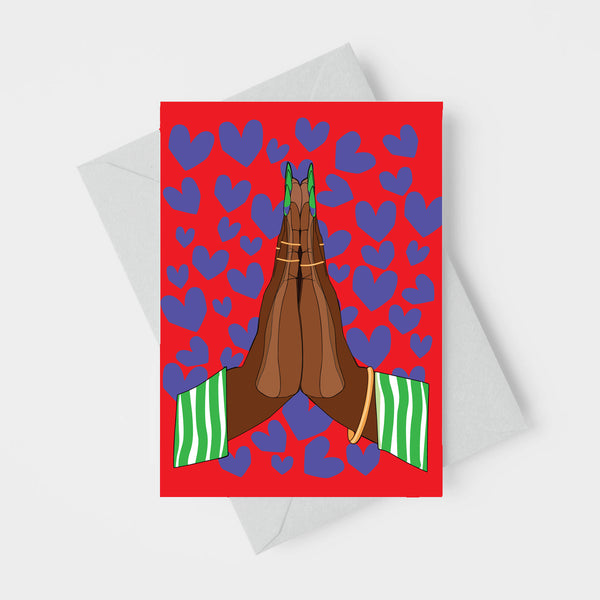 Give Thanks Red Gratitude or Prayer Greeting Card  4.25" x 5.5"