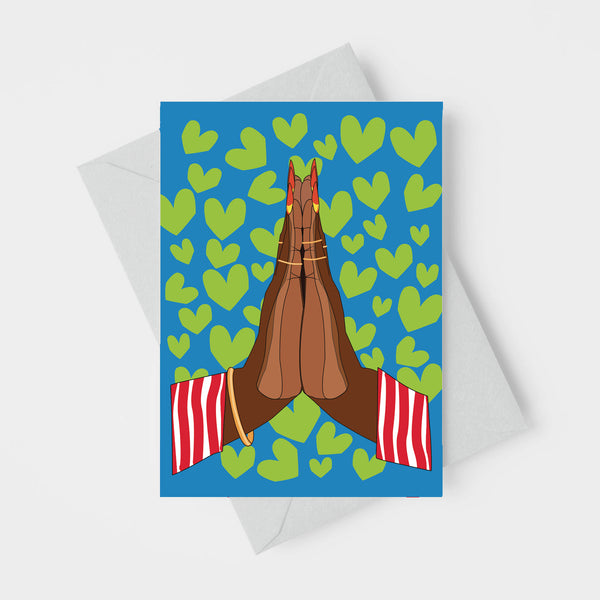 Give Thanks Blue  Gratitude or Prayer Greeting Card  4.25" x 5.5"