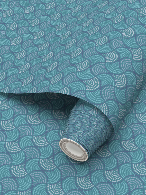 The Madhuri Wallpaper in Blue Teal