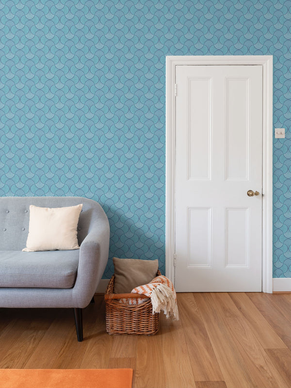 The Madhuri Wallpaper in Blue Teal