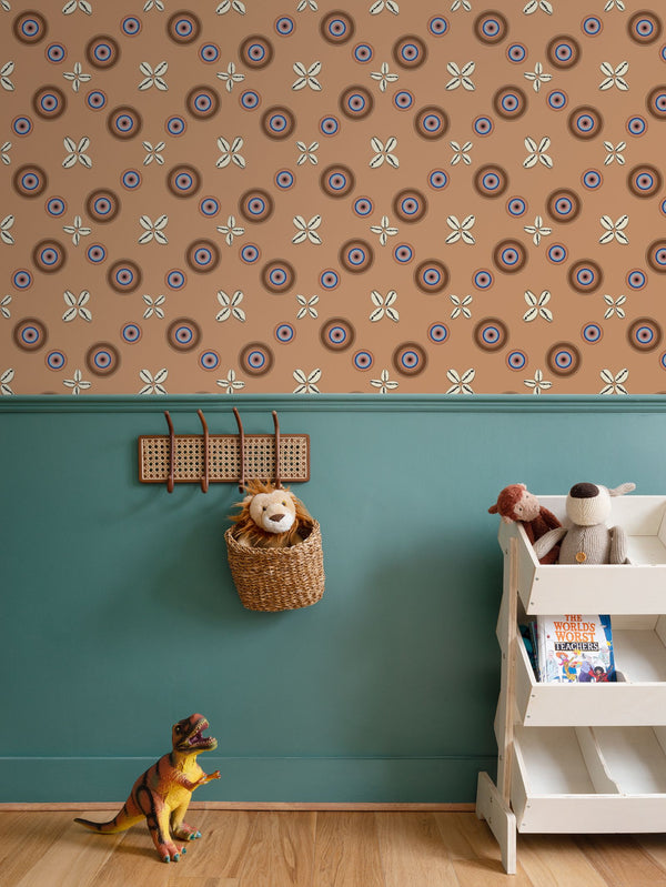Cowrie Shells and Eyes Wallpaper in Butterscotch