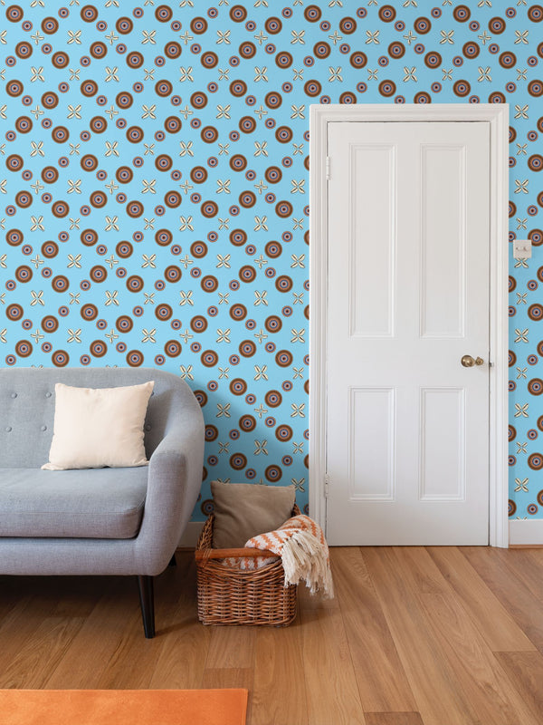 Cowrie Shells and Eyes Wallpaper in Cornflower