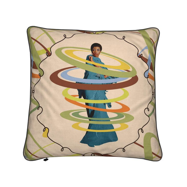 Black Auntie Aesthetic Cotton Linen Pillow Cover with Black Piping  16x16