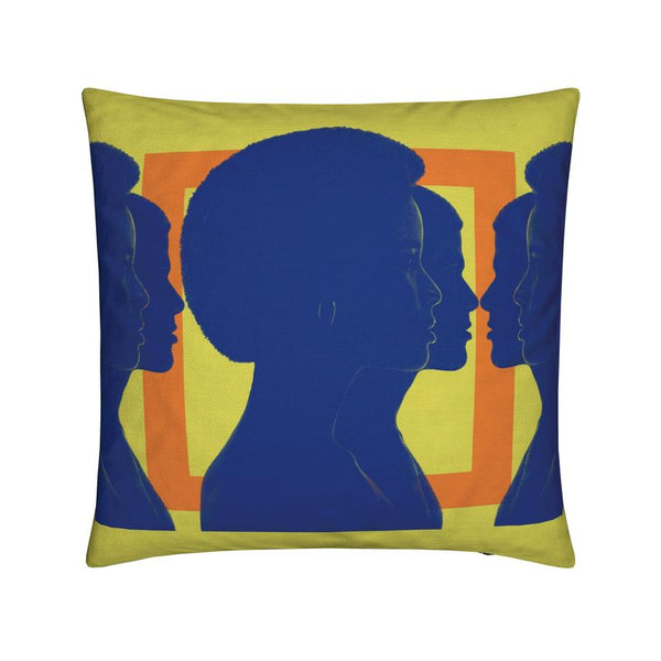 Face to Face to Face Saffron Cotton Linen Pillow Cover  16" x 16"