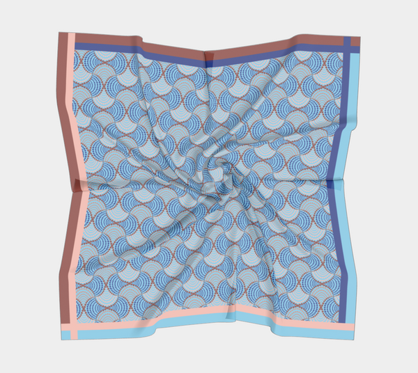 Pink and Blue Silk Charmeuse Scarf The Madhuri 26" x 26"