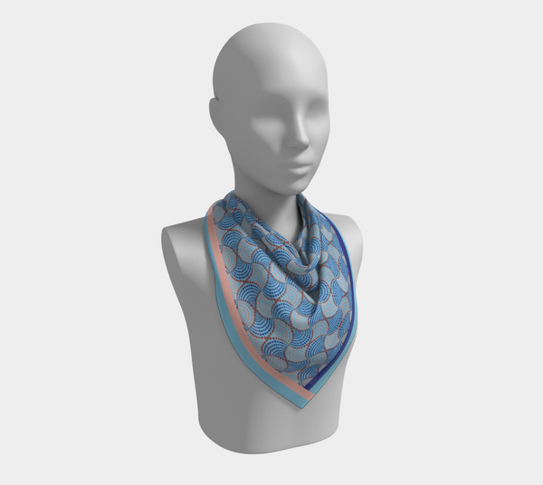 Pink and Blue Silk Charmeuse Scarf The Madhuri 26" x 26"