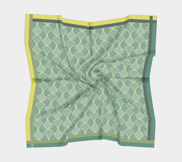 Green and Gold Silk Charmeuse Scarf The Madhuri 26" x 26"