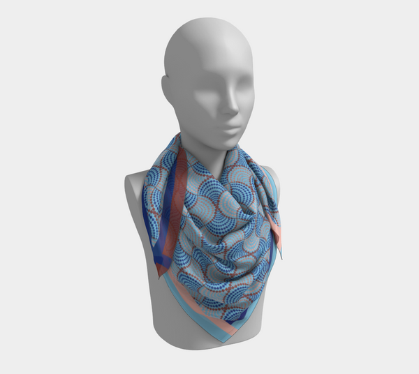 Pink and Blue Silk Charmeuse Scarf The Madhuri 26" x 26"