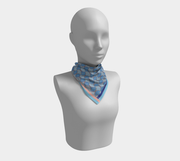 Pink and Blue Silk Charmeuse Scarf The Madhuri 26" x 26"