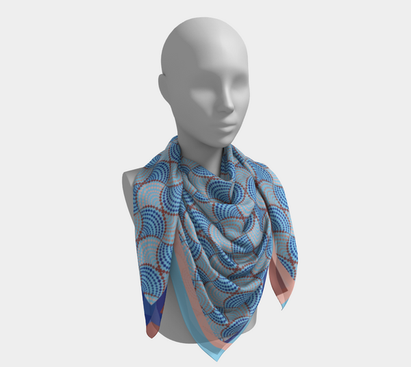 Pink and Blue Silk Charmeuse Scarf The Madhuri 26" x 26"