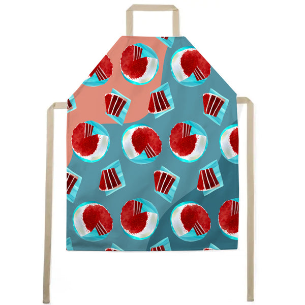 Cotton Apron "Red Velvet Dreams" 32" long, 26" wide